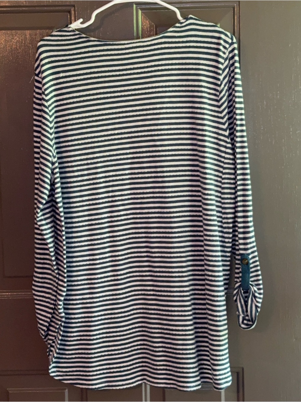 Anthropologie Black and White Striped Scoop-Neck Long Sleeve Tee - Picture 4 of 5